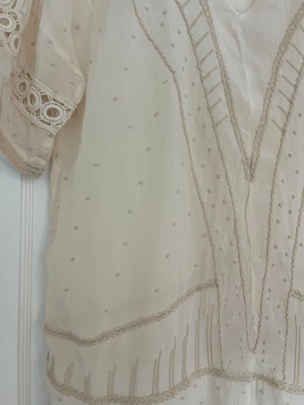 Sundance Swiss Dot Crochet Top in Ivory| Size Small - Picture 5 of 9